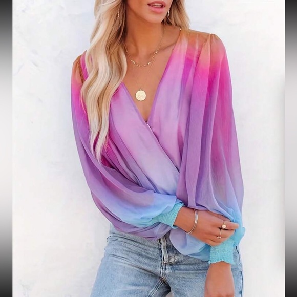 Luxe vibrant Ombre Blouse - Picture 3 of 4